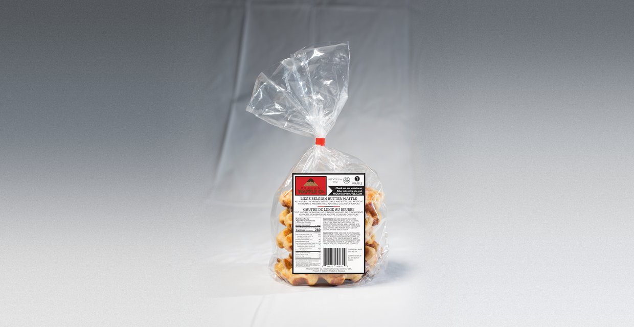 Mountain Waffle Co. Liege Belgian Butter Waffle bakery bag