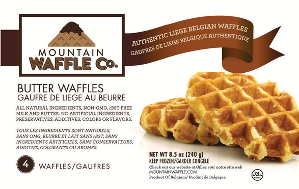 Mountain Waffle Co. Butter Waffles freezer pack box, 4 waffles