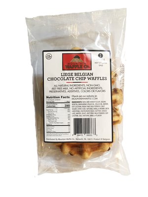 Individually wrapped Dark Chocolate Chip Medium Liège Belgian waffle