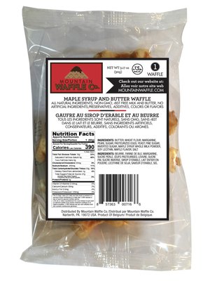 Individually wrapped Pure Maple Syrup & Butter Large Liège Belgian waffle