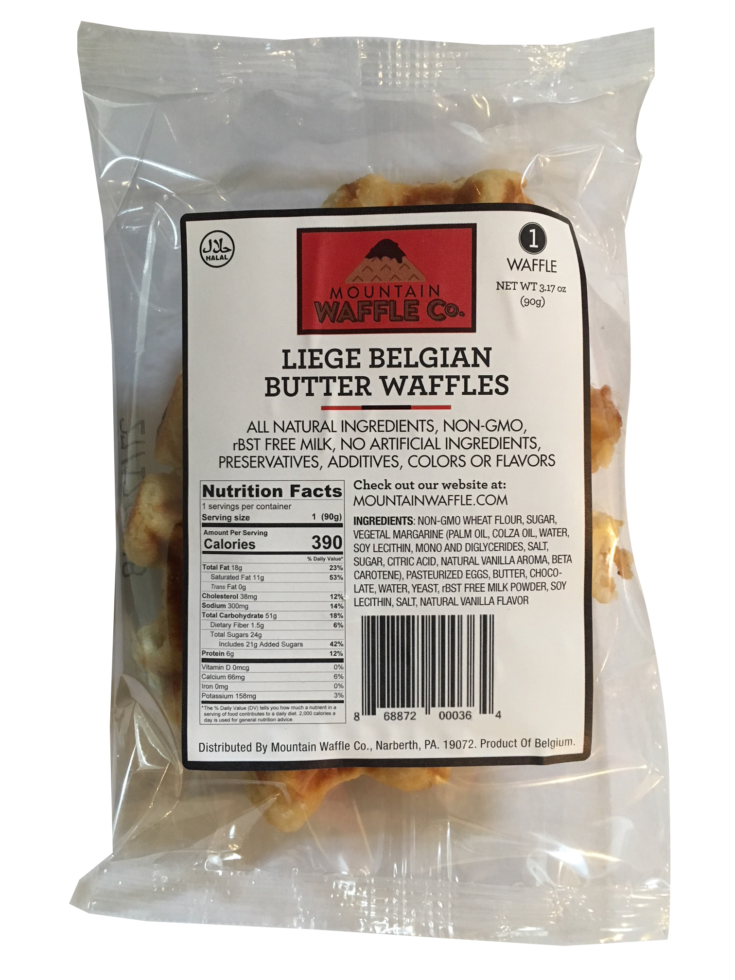 Individually wrapped Butter Large Liège Belgian waffle
