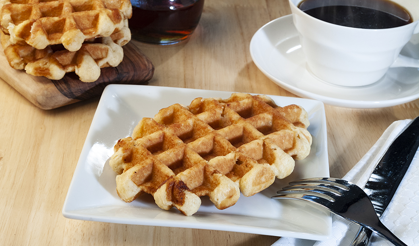 Liège Belgian waffle served with coffee