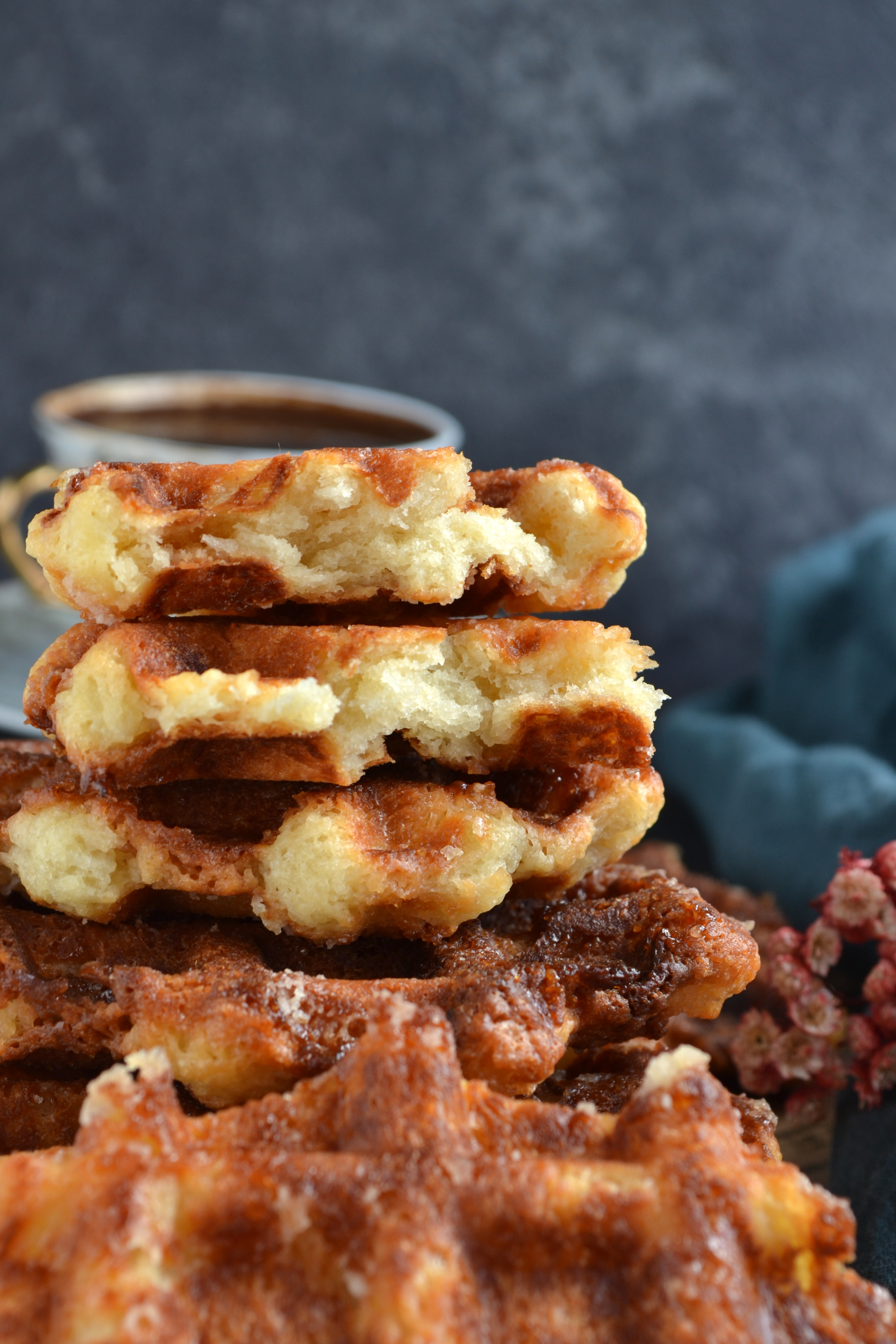 Liège Belgian waffles served with coffee