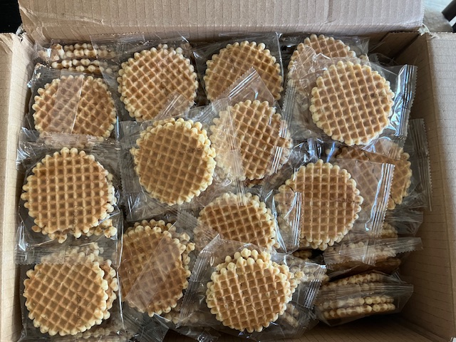 Case of individually wrapped waffle crisps