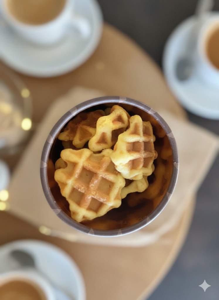 Cup of waffle bites for snacking on the go